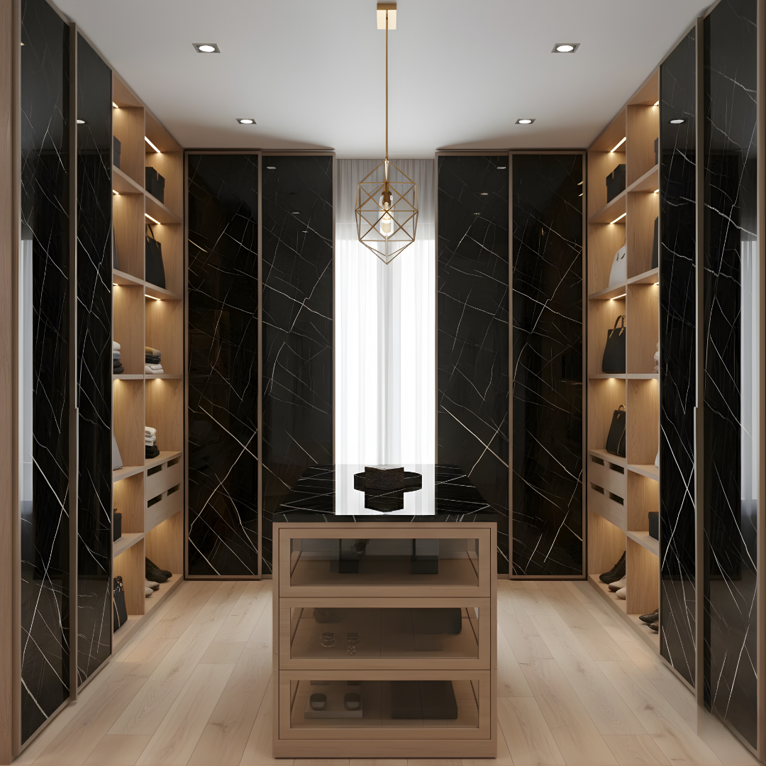 Revestimiento interior • Panel Mármol PVC • 244x122x0.3cm • Negro Nórdico