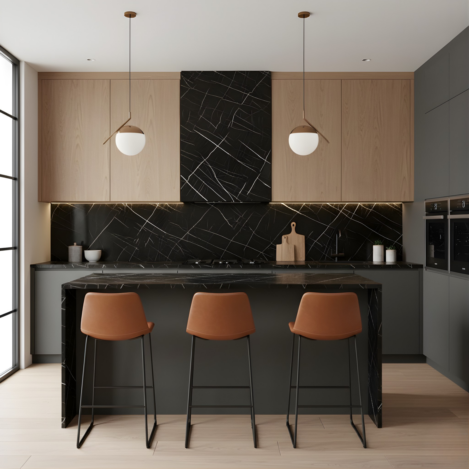 Revestimiento interior • Panel Mármol PVC • 244x122x0.3cm • Negro Nórdico