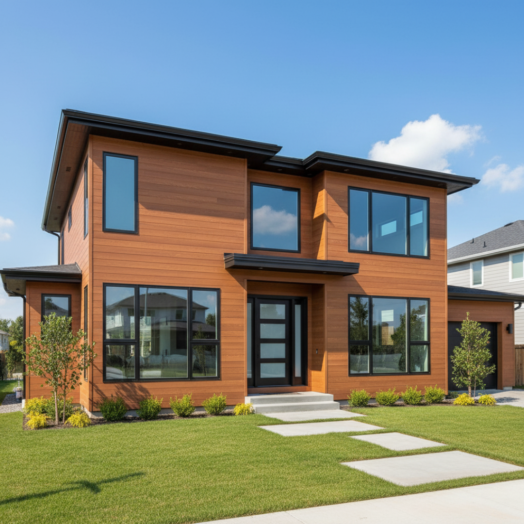 Revestimiento de Exterior Metal Siding • 290x38.3x1.6cm • Lineas gruesas • Café 3 Tablas • Pack 8 unidades