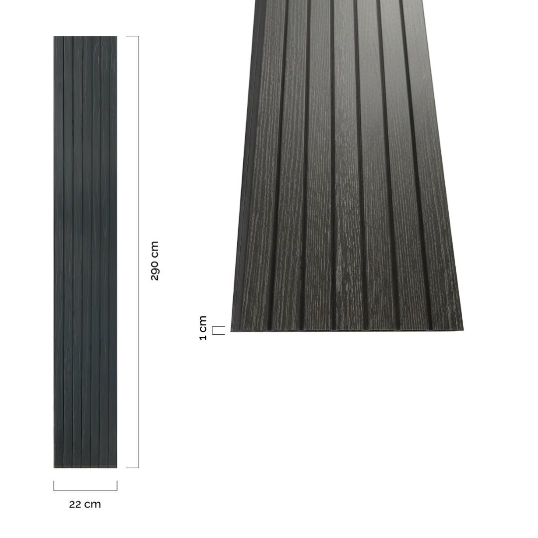 Revestimiento interior • WPC Wall Panel • Negro Textura • 22x240x1cm