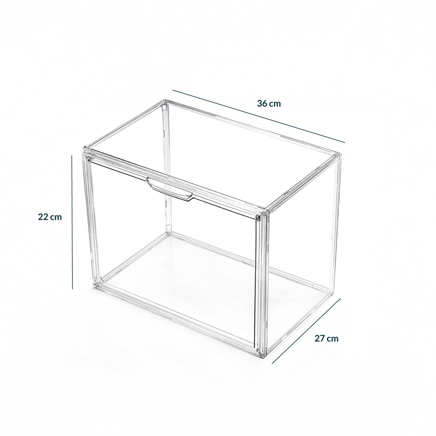 Pack x 12 Caja Acrílica Magnética Apilable Organizadora de Zapatillas • Doble Puerta Horizontal y Frontal • 22x36x27cm