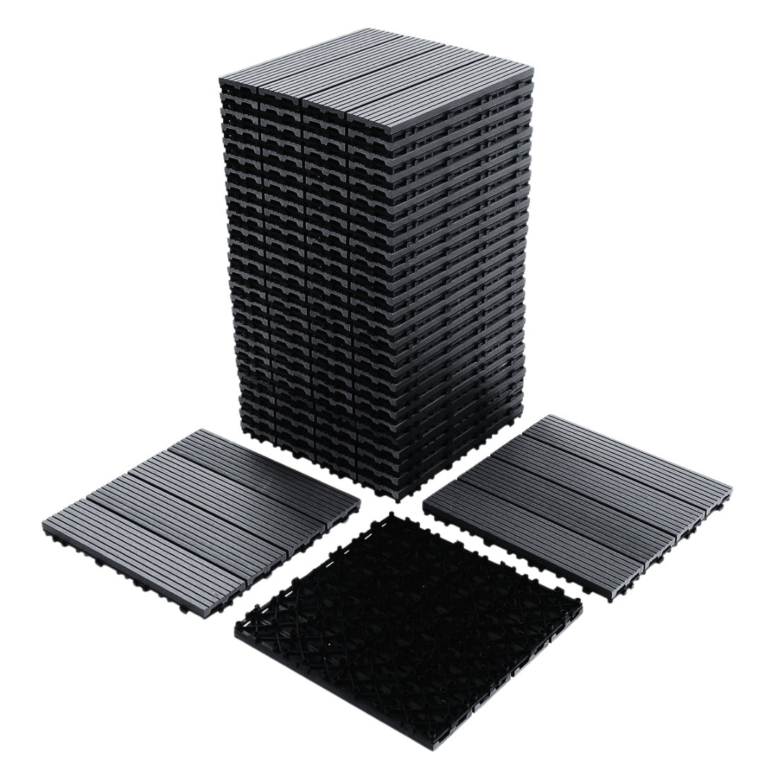 Piso Deck WPC Terraza • Dark • Encastrable Modular Outdoor • 30x30x2cm • Terminación Lineal