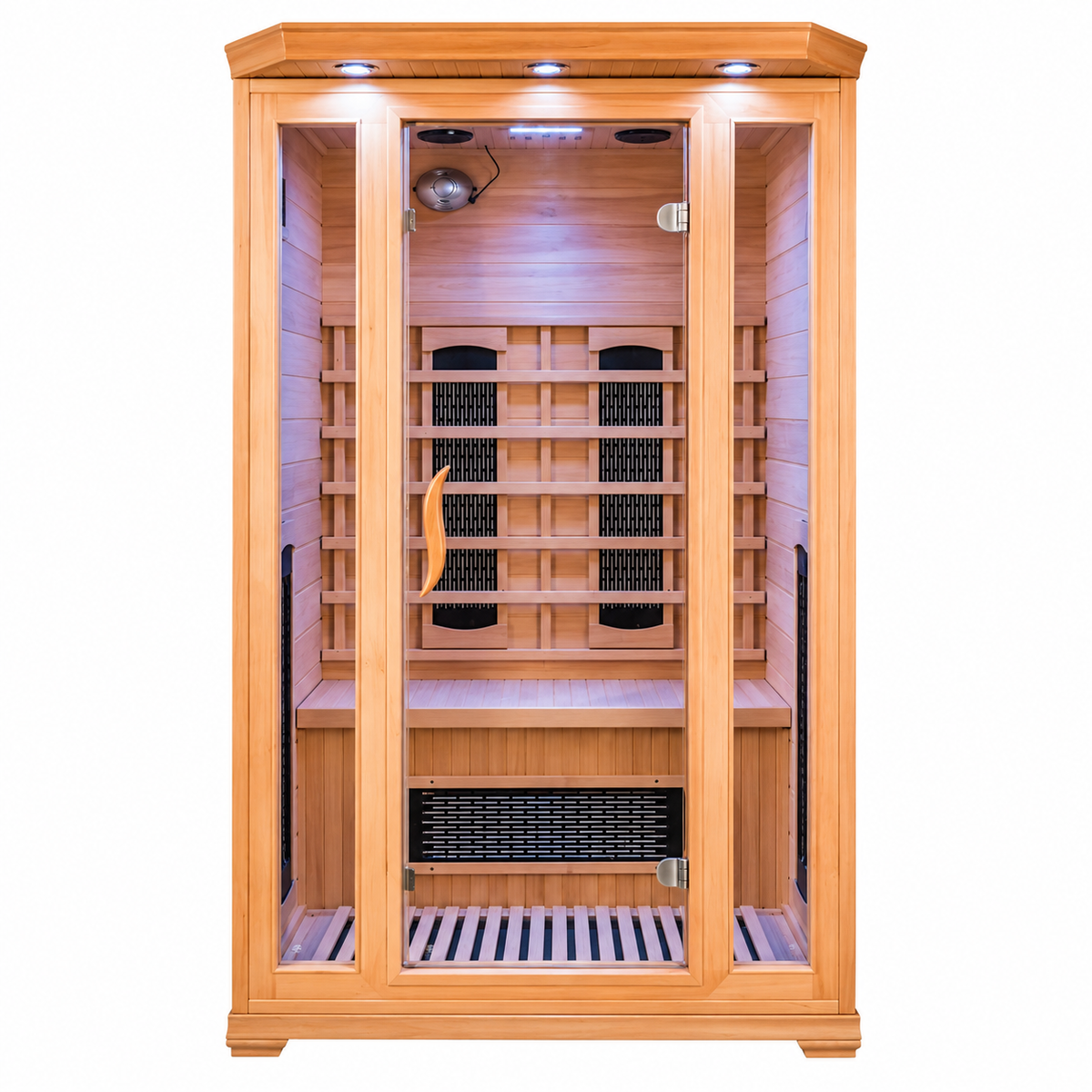 Sauna Infrarrojo NORDIK • 2 Personas • 120x105x190 cm • Panel de Control Digital • Sistema Audio Bluetooth • Luz Estelar 7 Colores • 1750W