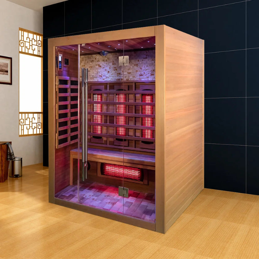 Cabina Sauna Infrarrojo • Dos Persona • 120x105x190 cm • Panel de Control USB • Bluetooth