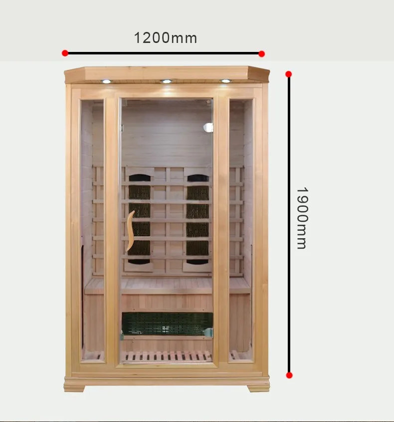 Sauna Seco Infrarrojo • Dos Personas • 120x105x190 cm • Panel de Control Digital • Sistema Audio Bluetooth • Luz Estelar 7 Colores • 1750W