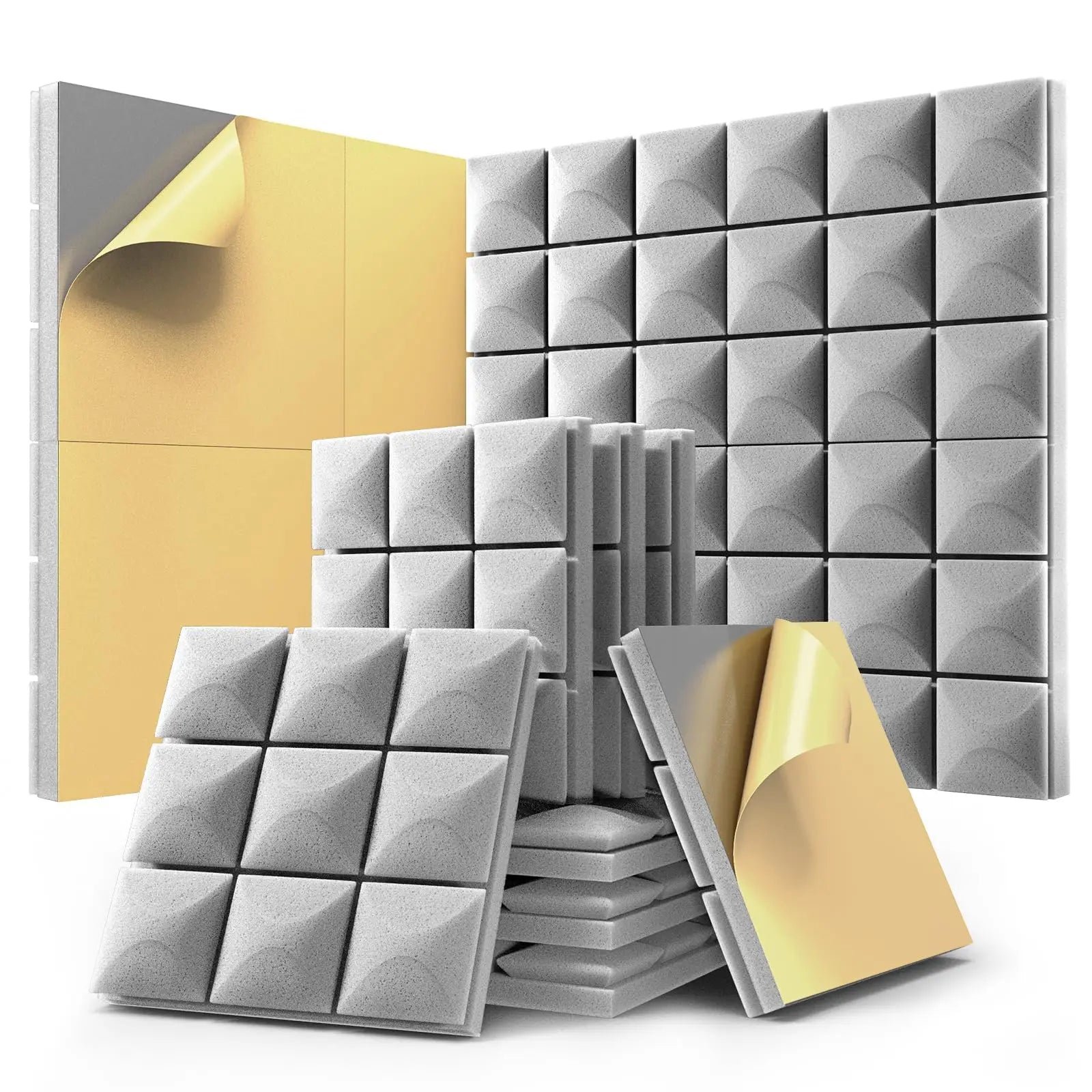 Panel Acústico Rombo • AutoAdhesivo • Pack X12 • 1 m2 • Gris