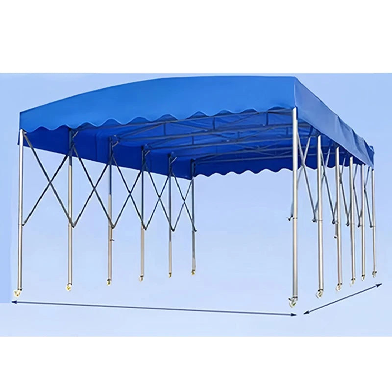 Carpa Plegable Industrial de PVC Impermeable • 6m ancho × 10m largo × 3,0m alt. hombro × 4,0m alt. cumbrera • Tamaño S 60 m2 • Formato Techo + Laterales