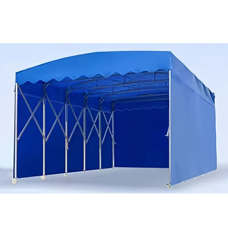 Carpa Plegable Industrial de PVC Impermeable • 6m ancho × 10m largo × 3,0m alt. hombro × 4,0m alt. cumbrera • Tamaño S 60 m2 • Formato Techo + Laterales