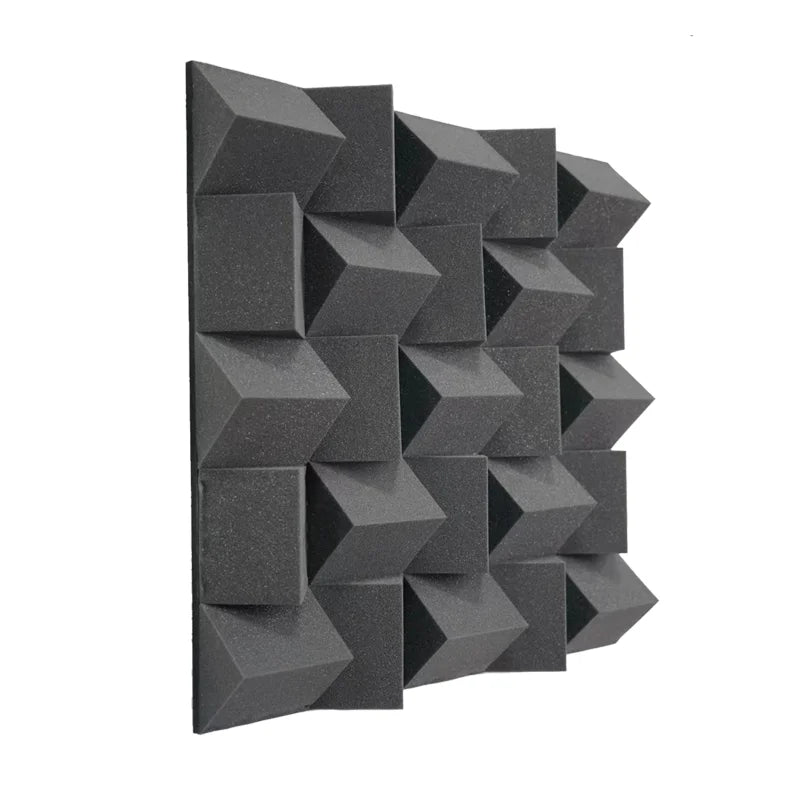 Panel Acústico Prisma • AutoAdhesivo • Negro • 60x60x8cm