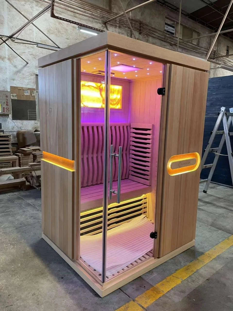 Sauna Infrarrojo • PREMIUM • 2 Personas • 130x120x190 cm • Panel de Control Digital • Sistema Audio Bluetooth • Luz RGB • 1750W