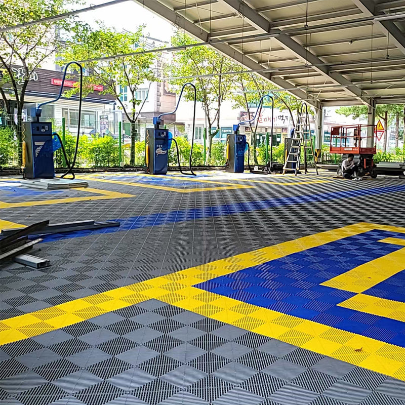 Piso de Garage Encastrable Modular • 40x40x1.8cm • Pack x12 • Naranjo