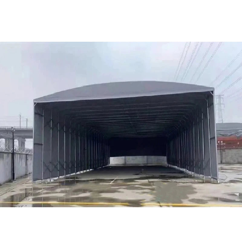 Carpa Plegable Industrial de PVC Impermeable • 6m ancho × 10m largo × 3,0m alt. hombro × 4,0m alt. cumbrera • Tamaño S 60 m2 • Formato Techo + Laterales
