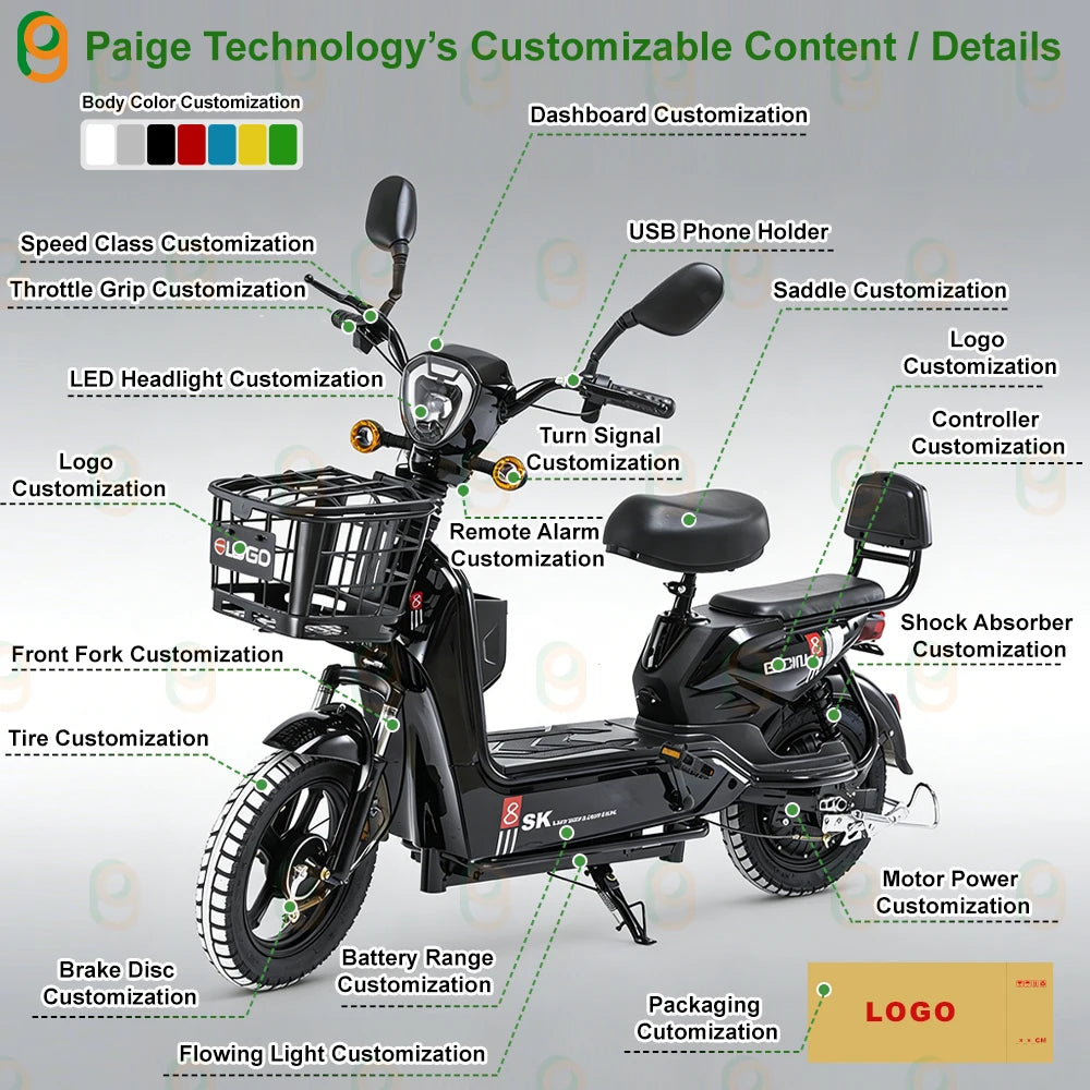 Moto eléctrica scooter 250W con canasta y batería de litio – vista 4