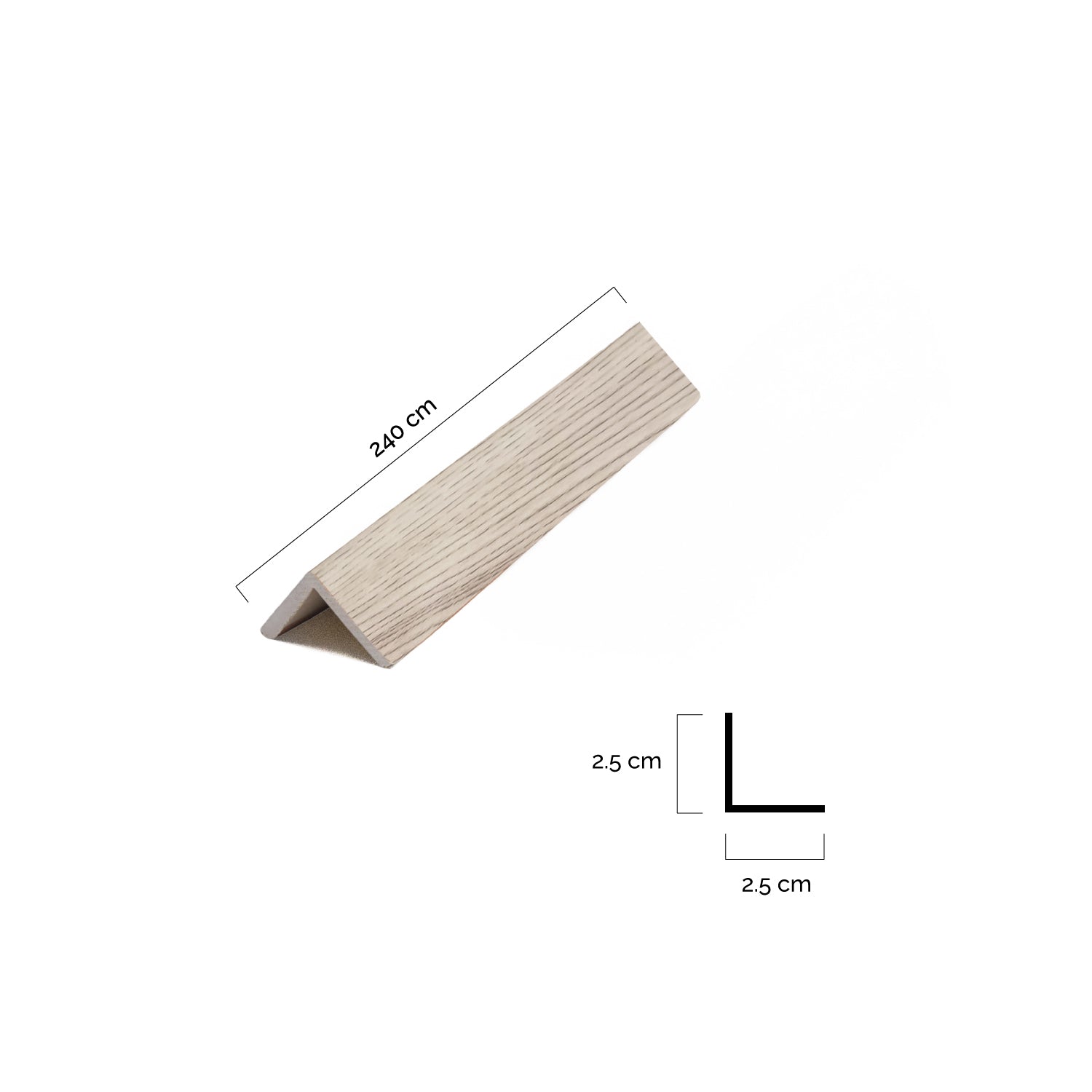 Perfil Esquina exterior • WPC Wall Panel • Beige Vintage • 2.5x2.5x240cm • [Preventa]