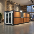 Módulo Plegable • Madera Vidrio Negro • 1 Pieza • 5,8x2,5x2,45 mt