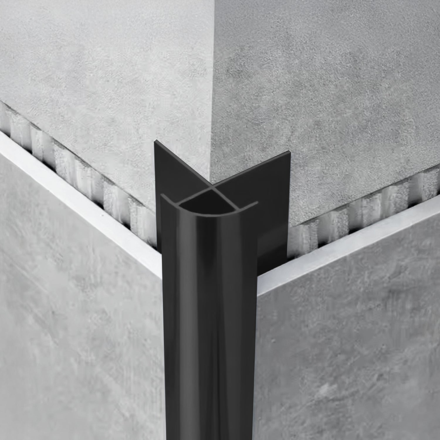 Perfil • Terminaciones Panel Mármol PVC • 2.5m • Unión Tipo Y • Negro