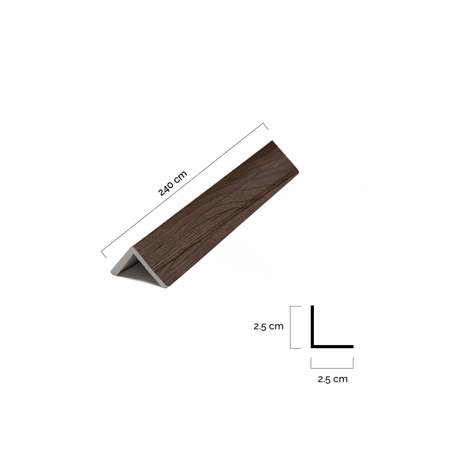 Perfil Esquina exterior • WPC Wall Panel • Café Vintage • 2.5x2.5x240cm • [Preventa]