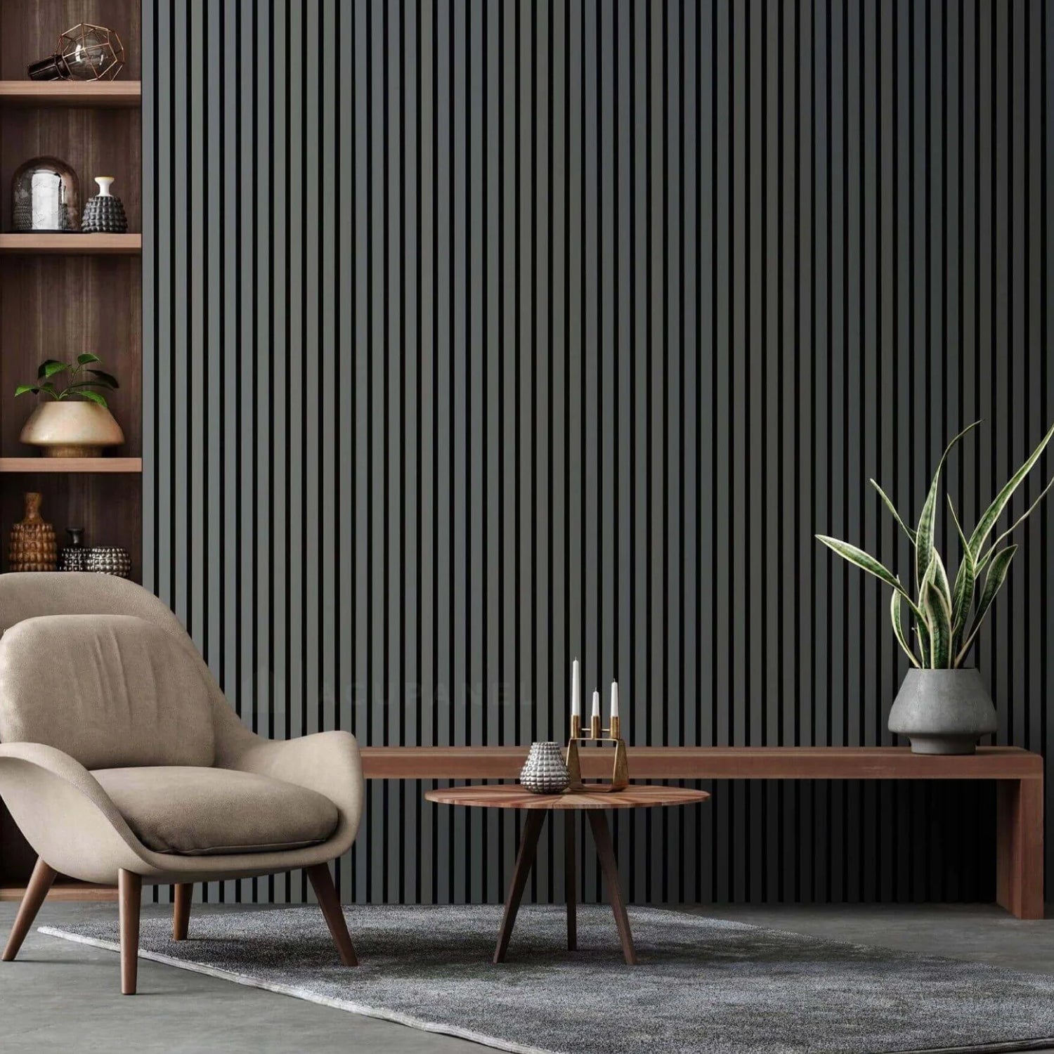 Revestimiento interior • WPC Wall Panel • Gris Grafito • 15x240x1cm • [Preventa]