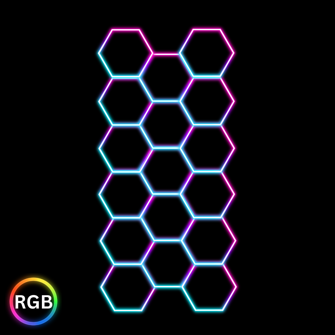 Luz Led Spectra RGB • Kit 17 Hexágonos • 5.04x2.38 mts