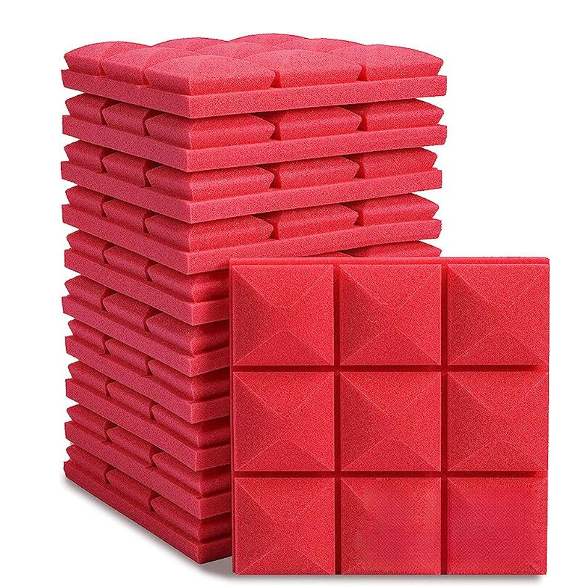 Panel Acústico Rombo • AutoAdhesivo • Pack X12 • 1 m² • Rojo