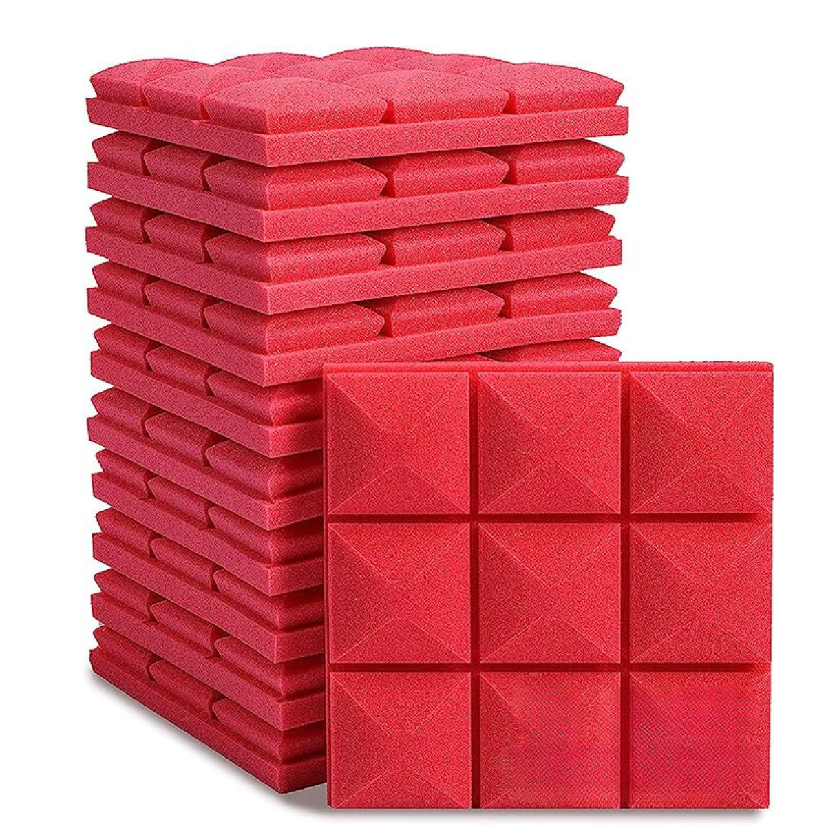 Panel Acústico Rombo • AutoAdhesivo • Pack X6 •  0.5 m2 • Rojo