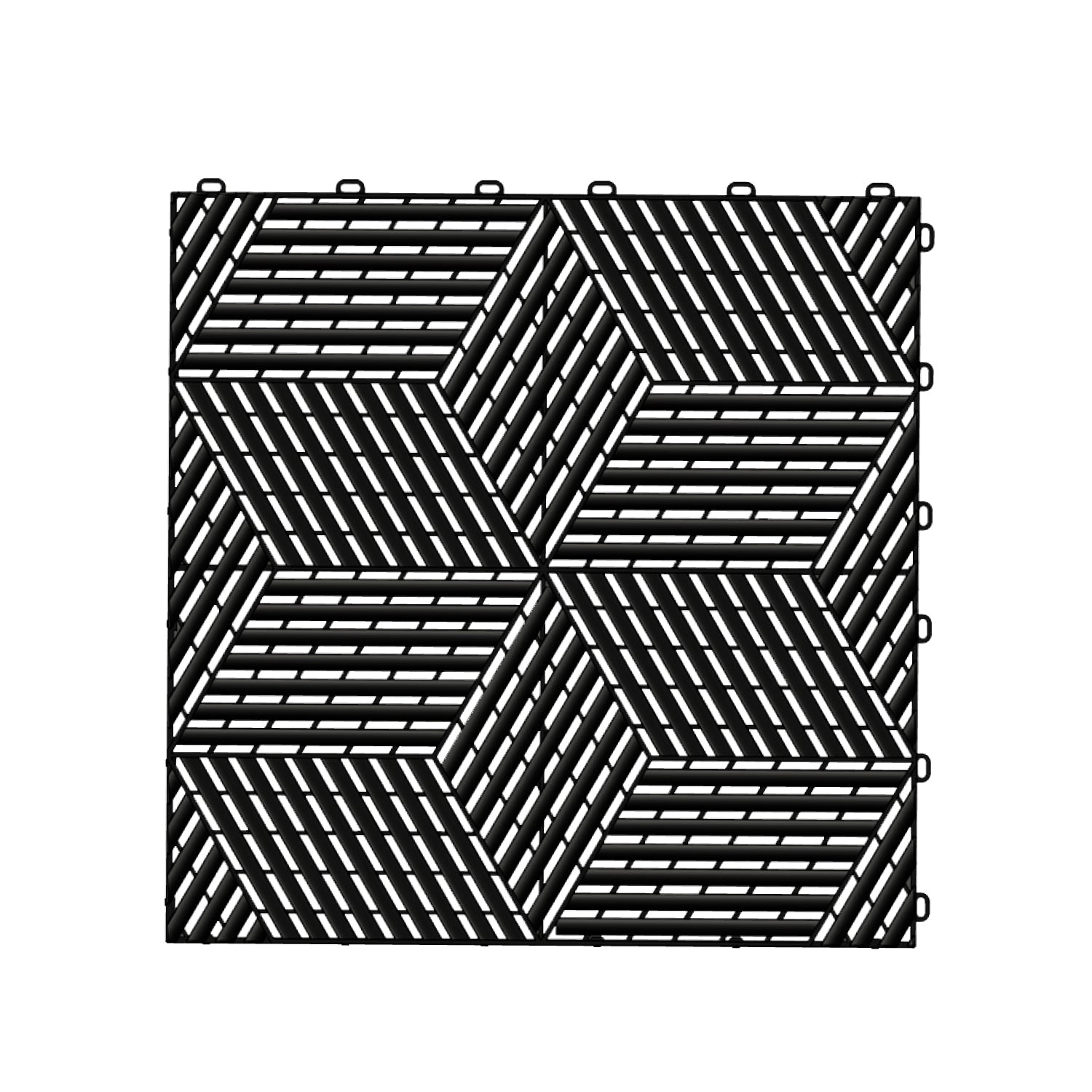 Piso de Garage Encastrable Modular Negro • Diseño efecto 3D • 40x40x1.8cm
