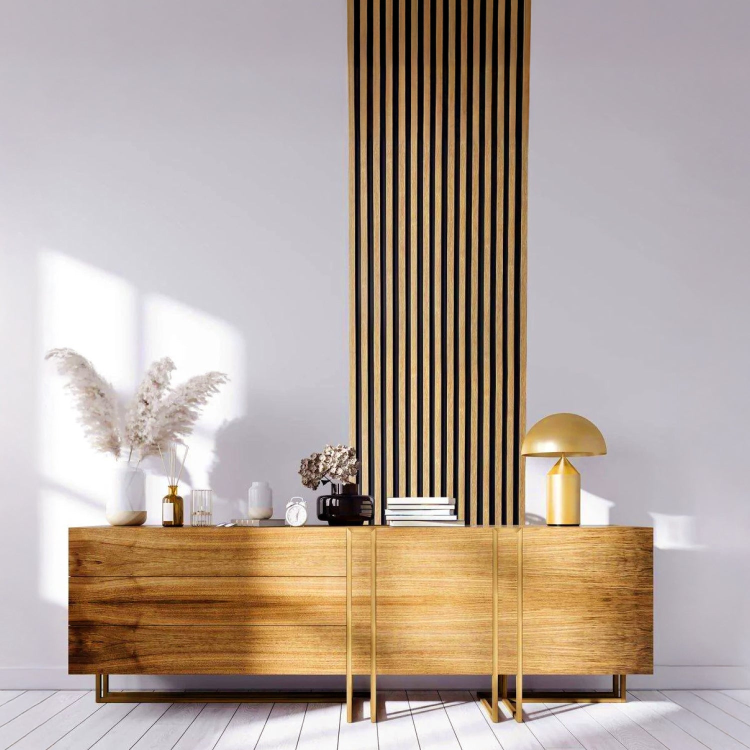 Revestimiento interior • WPC Wall Panel • Negro/Madera • 20.5x290x1.5cm • [Preventa]