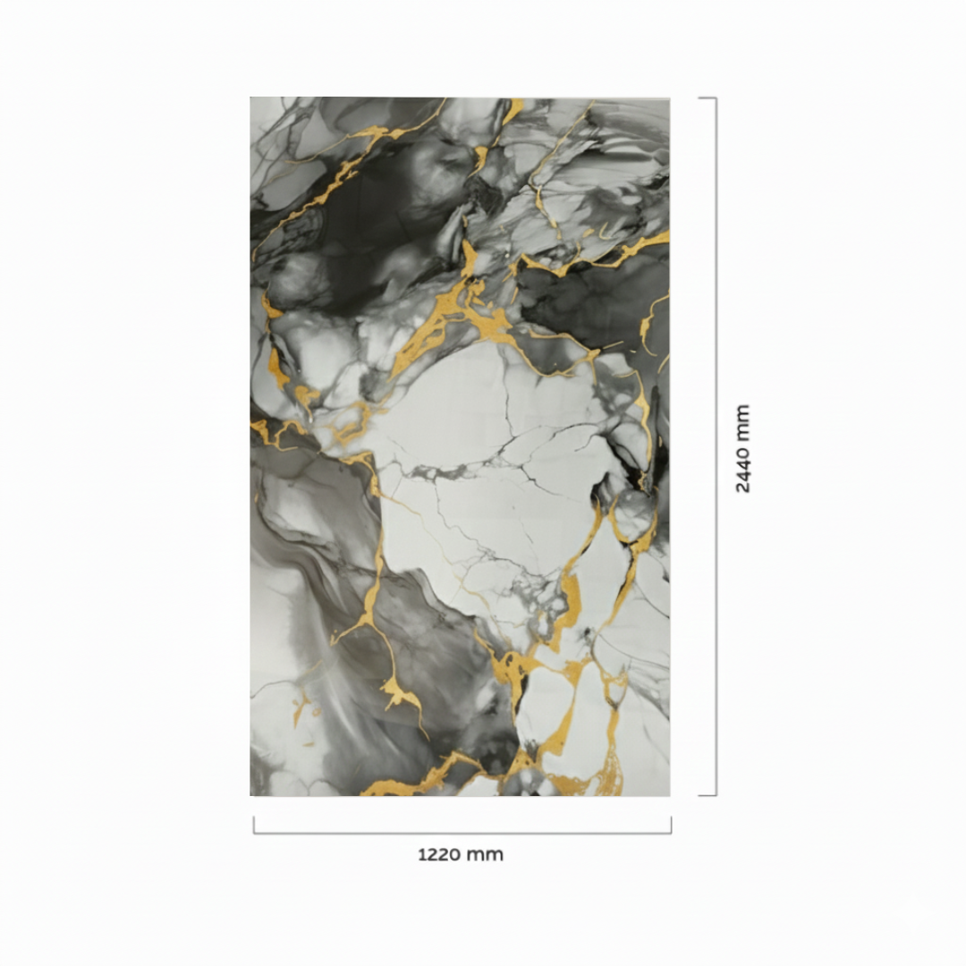 Revestimiento interior • Panel Mármol PVC • 244x122x0.3cm • Negro Ónix