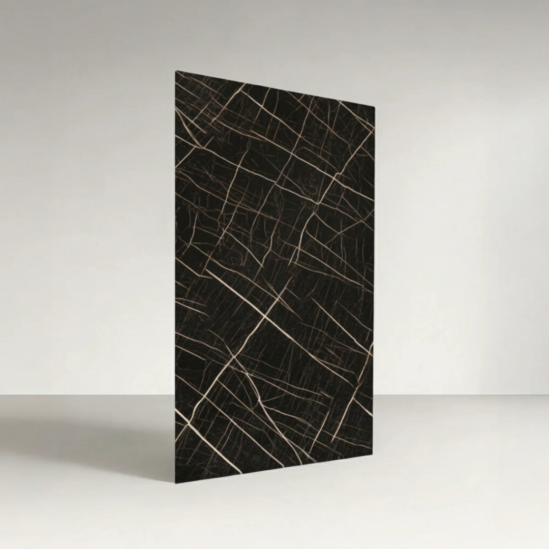 Revestimiento interior • Panel Mármol PVC • 244x122x0.3cm • Negro Nórdico