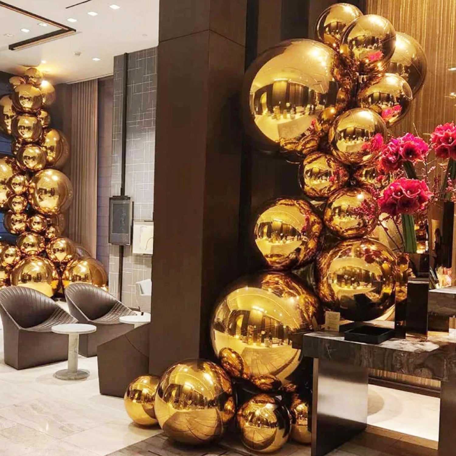 ARRIENDO Globo Inflable PVC • Dorado • Efecto Espejo • Decoración