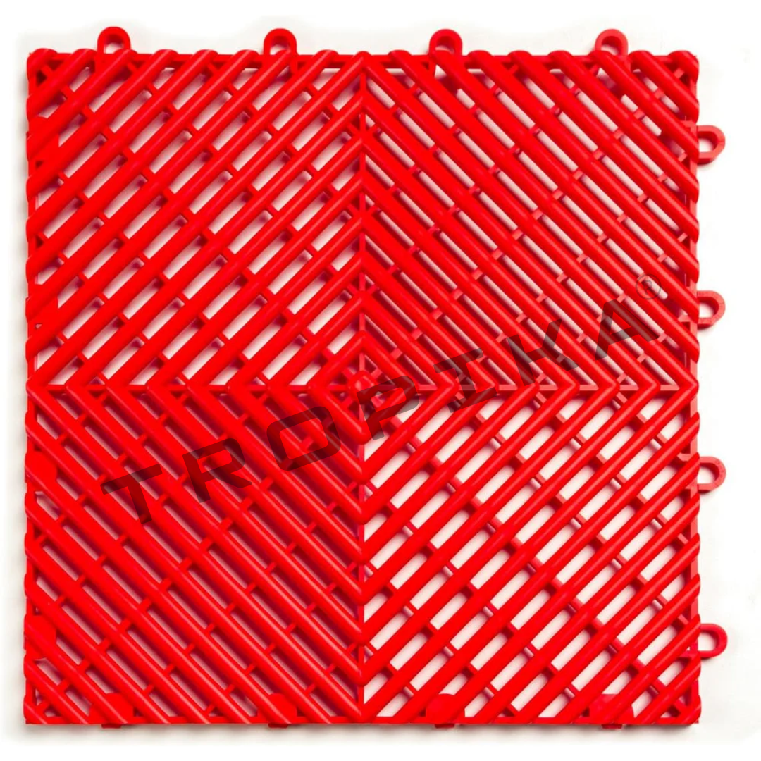 Piso de Garage Encastrable Modular • 40x40x1.8cm • Pack x12 • Rojo