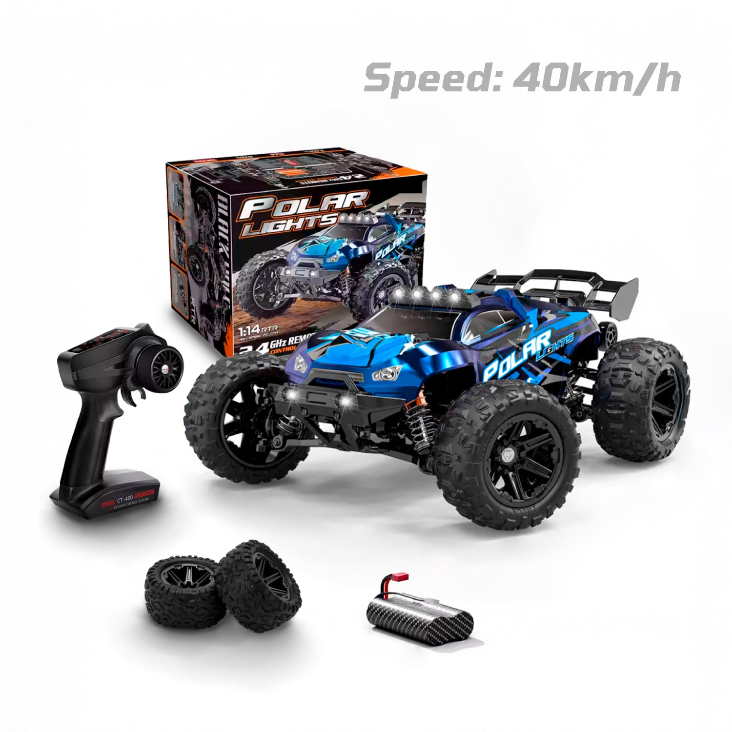 Auto a control remoto • Raptor monster truck 4x4 • 40 Km/h • Azul