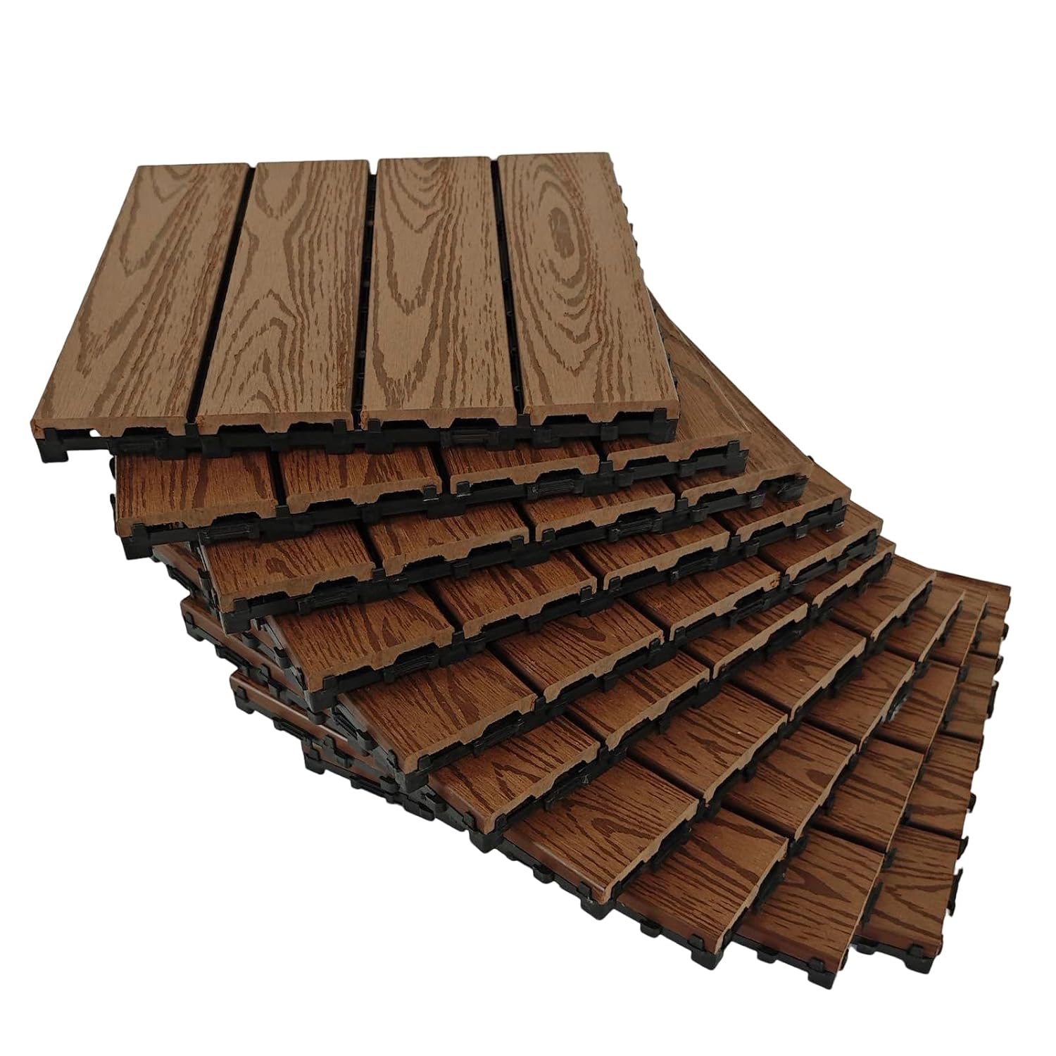 Piso Deck WPC Terraza • Chocolate • Encastrable Modular Outdoor • 30x30x2cm • Terminación Lineal • Pack x44 Palmetas 4 m2