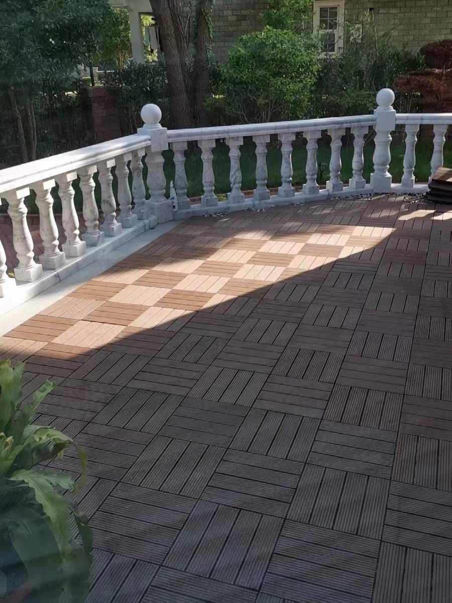 Piso Deck WPC Terraza • Dark • Encastrable Modular Outdoor • 30x30x2cm • Terminación Lineal • Pack x44 Palmetas 4 m2