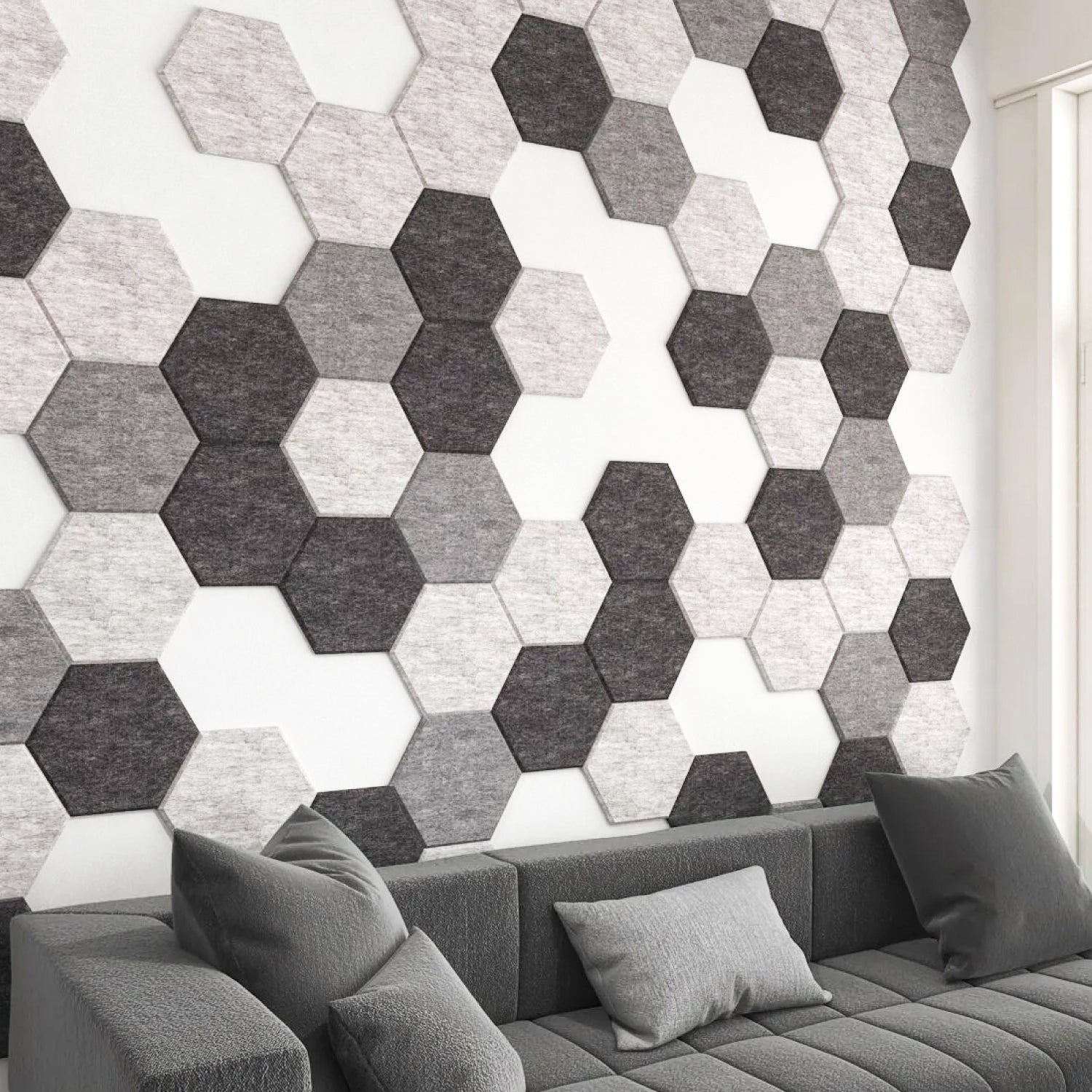 Panel Acústico Hexagonal Liso • PET • AutoAdhesivo • 30x30x1 cm • [Preventa]
