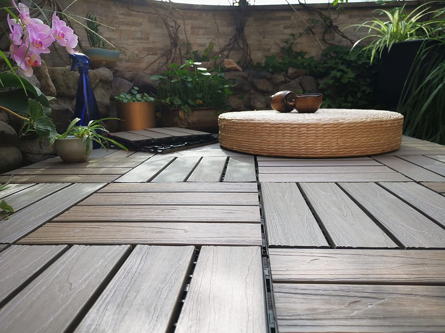 Piso Deck WPC Terraza • Black • Encastrable Modular Outdoor • 30x30x2cm • Terminación Madera • Pack x11 Palmetas 1 m2