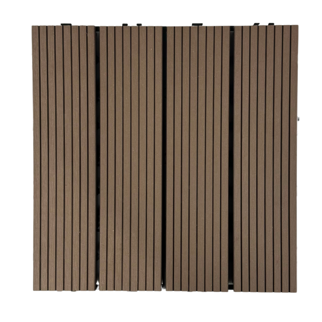 Piso Deck WPC Terraza • Chocolate • Encastrable Modular Outdoor • 30x30x2cm • Terminación Lineal • Pack x11 Palmetas 1 m2