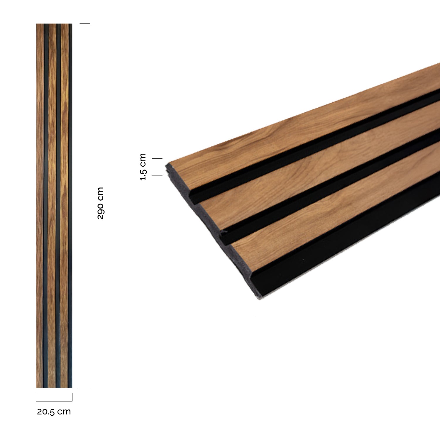 Revestimiento interior • WPC Wall Panel • Negro/Madera • 20.5x290x1.5cm • [Preventa]