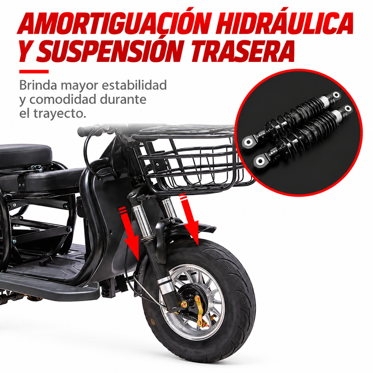 Moto Eléctrica Triciclo Scooter • Modelo ION-600 Tri • Batería de Litio • 600W