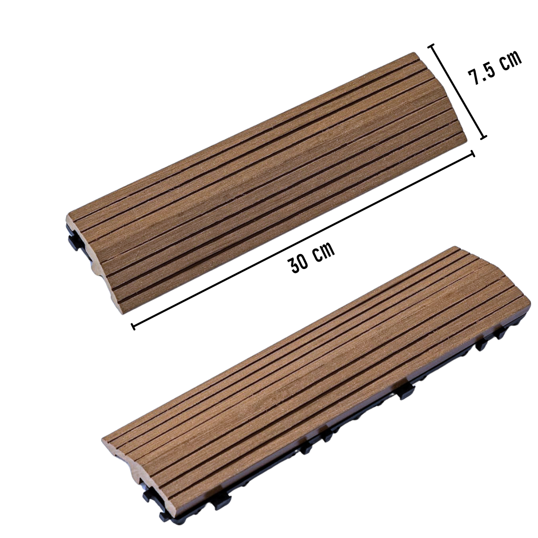 Borde Piso Deck WPC Terraza • Encastrable Modular Outdoor • 30x7.5x2cm