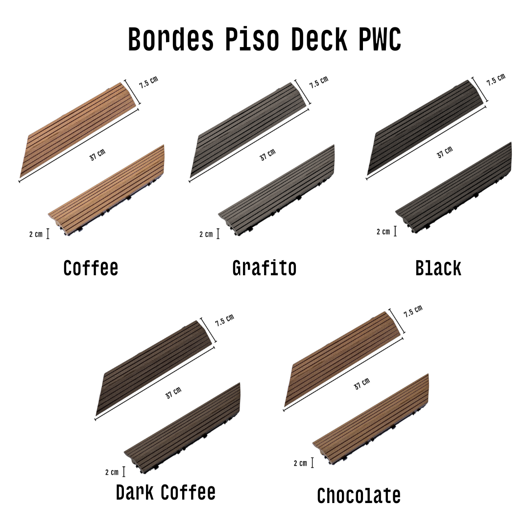 Borde Piso Deck WPC Terraza • Encastrable Modular Outdoor • 30x7.5x2cm