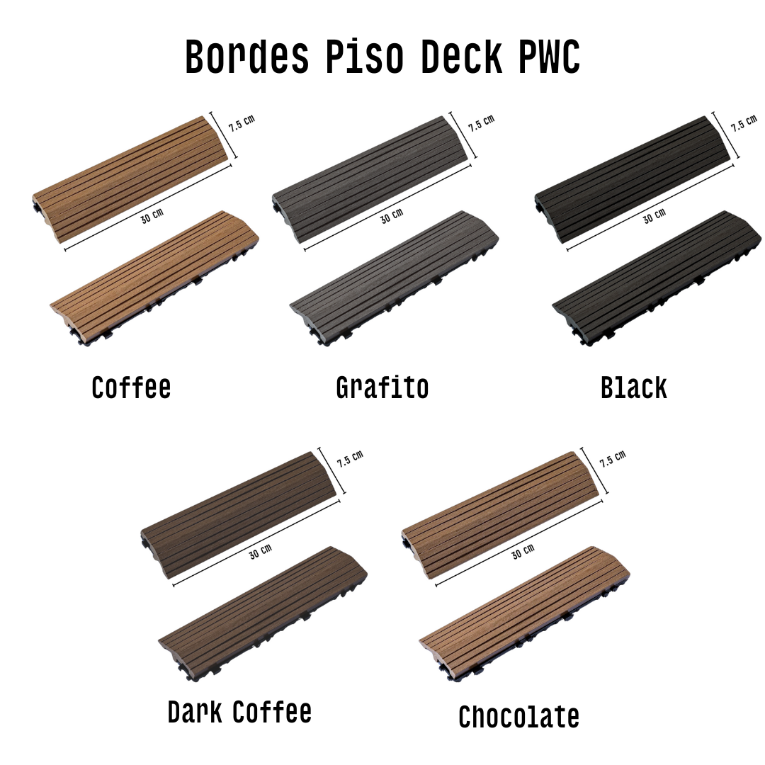 Borde Piso Deck WPC Terraza • Encastrable Modular Outdoor • 30x7.5x2cm