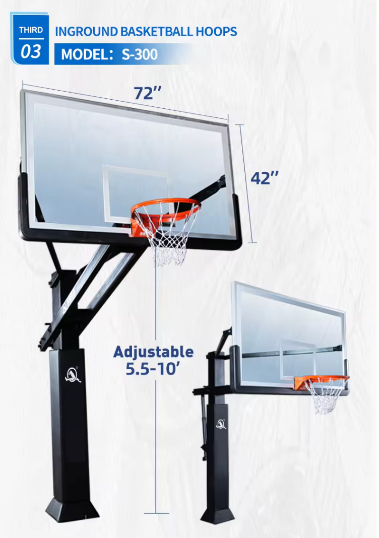 Tablero de Basketball • Dunking 300 Profesional • Anclaje a Suelo • Altura Regulable