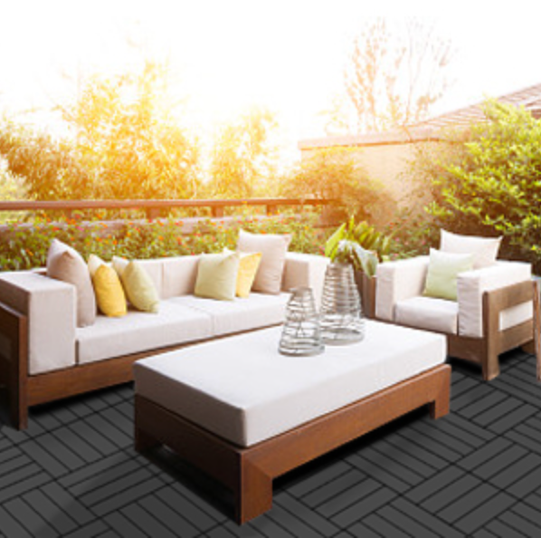 Piso Deck WPC Terraza • Gris • Encastrable Modular Outdoor • 30x30x2cm • Terminación Madera • Pack x11 Palmetas 1 m2