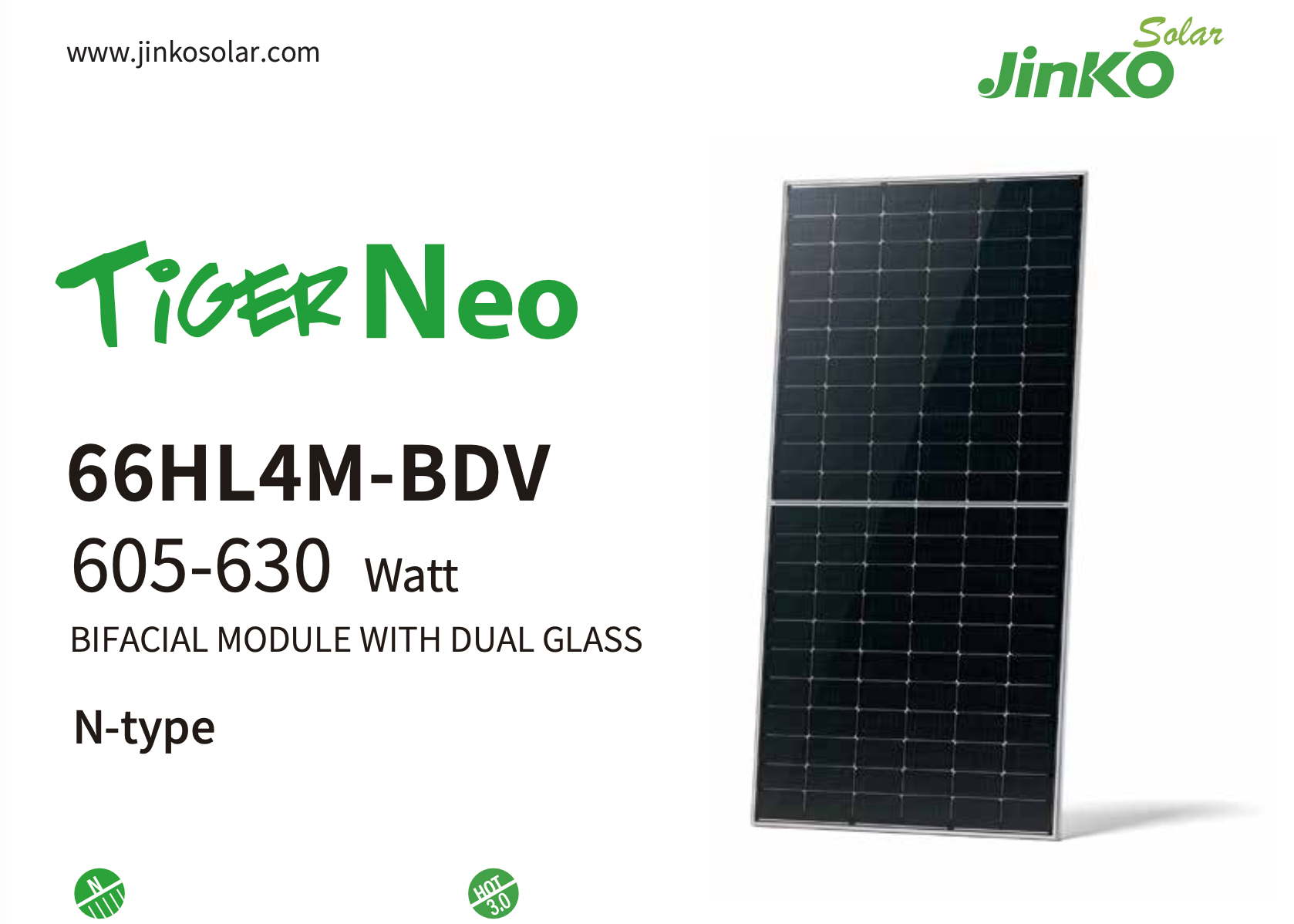 Panel Solar Jink Bifacial con Doble Vidrio • N-Type Topcon • Tiger Neo • 615W • Pallet 36 Unidades