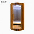 Sauna Infrarrojo Espectro Completo Redondo PREMIUM • NORDIK • 1 Persona • 102x102x195 cm • Panel de Control Digital • Sistema Audio Bluetooth • Luz Estelar 7 Colores • 1590W
