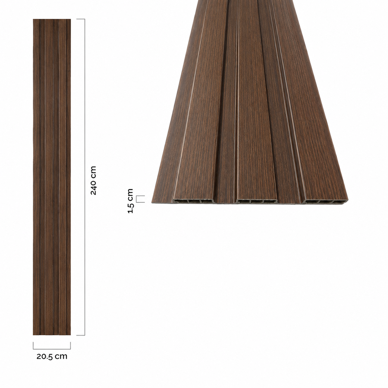 Revestimiento interior • WPC Wall Panel • Café Avellana • 20.5x240x1.5cm