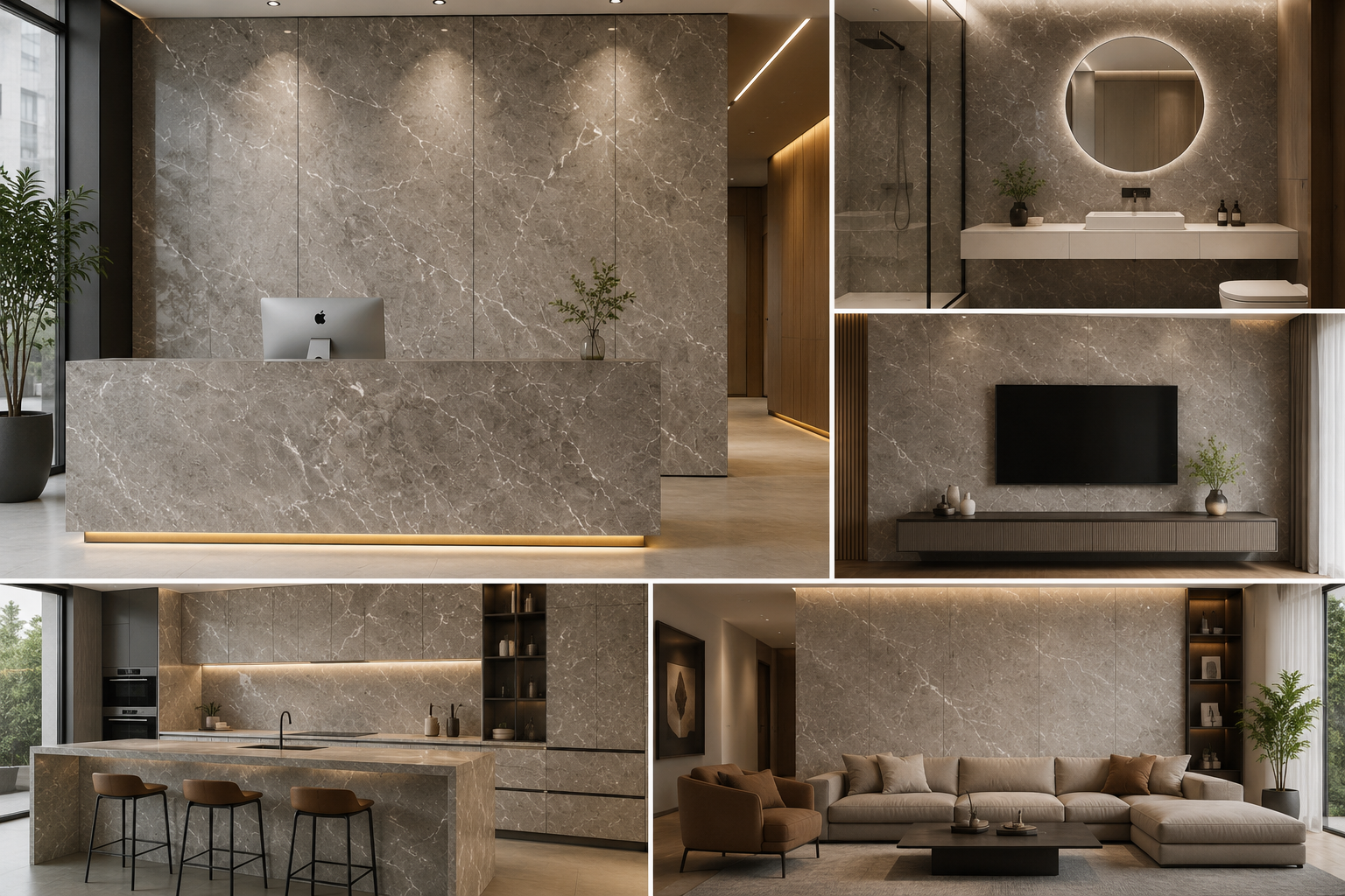Revestimiento interior • Panel Mármol PVC • 244x122x0.3cm • Rocca  • Superficie texturizada