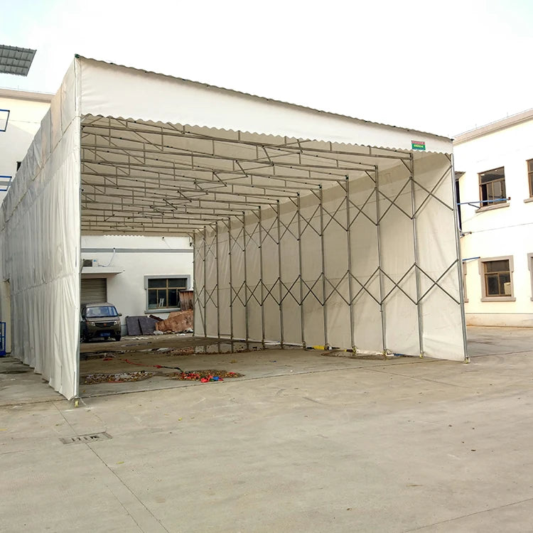 Carpa Plegable Industrial de PVC Impermeable • 4m ancho × 6m largo × 2,5m alt. hombro × 3,2m alt. cumbrera • Tamaño XS 24 m2 • Formato Solo Techo