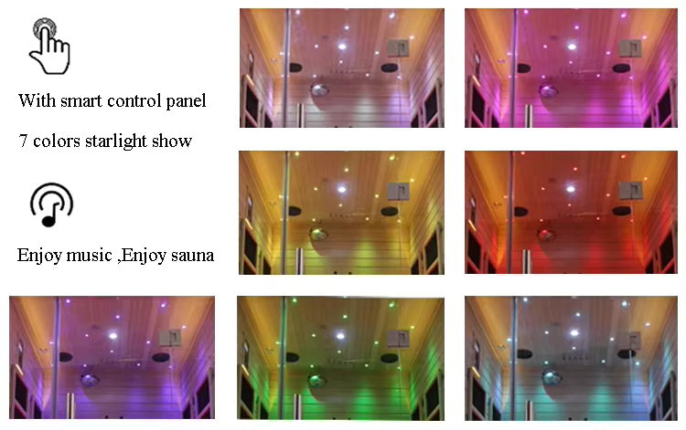 Cabina Sauna Infrarrojo • Una Persona • 90x90x190 cm • Panel de Control USB • Bluetooth